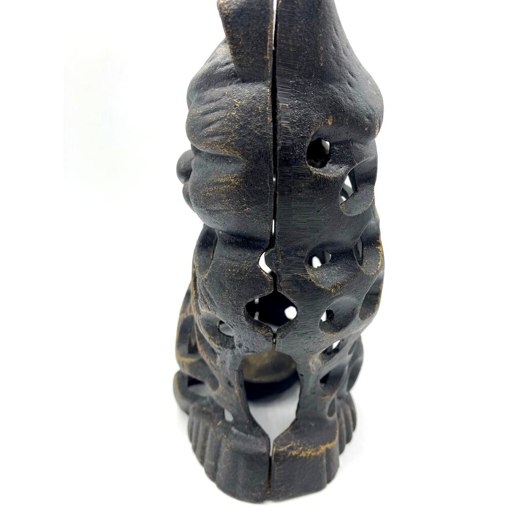 VTG Cast Iron Cat‎ Lantern Japan Cast Iron Pouty Cat Lantern 8.5" tall Vintage - Picture 3 of 9